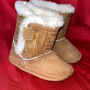 Bebe Baby Boots with Gold Bow